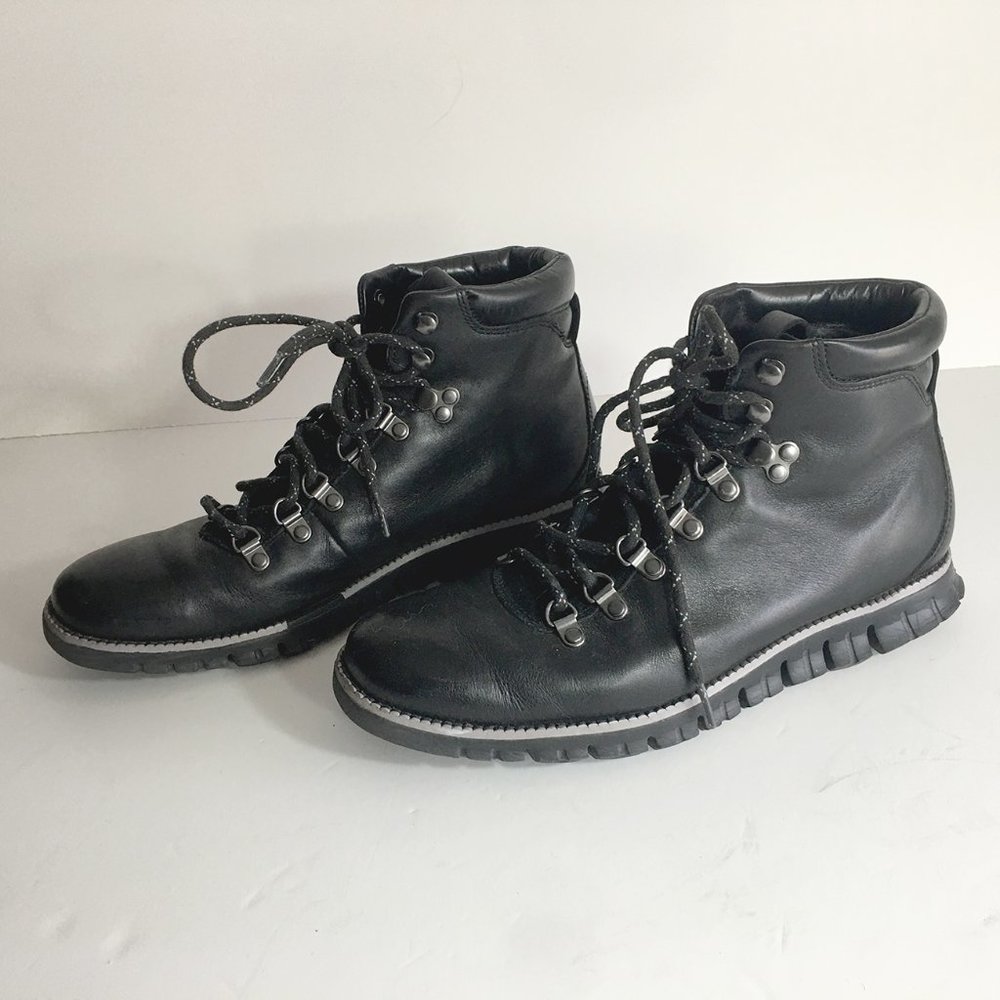 Cole Haan Zerogrand Black Leather Hiking Sneakers.